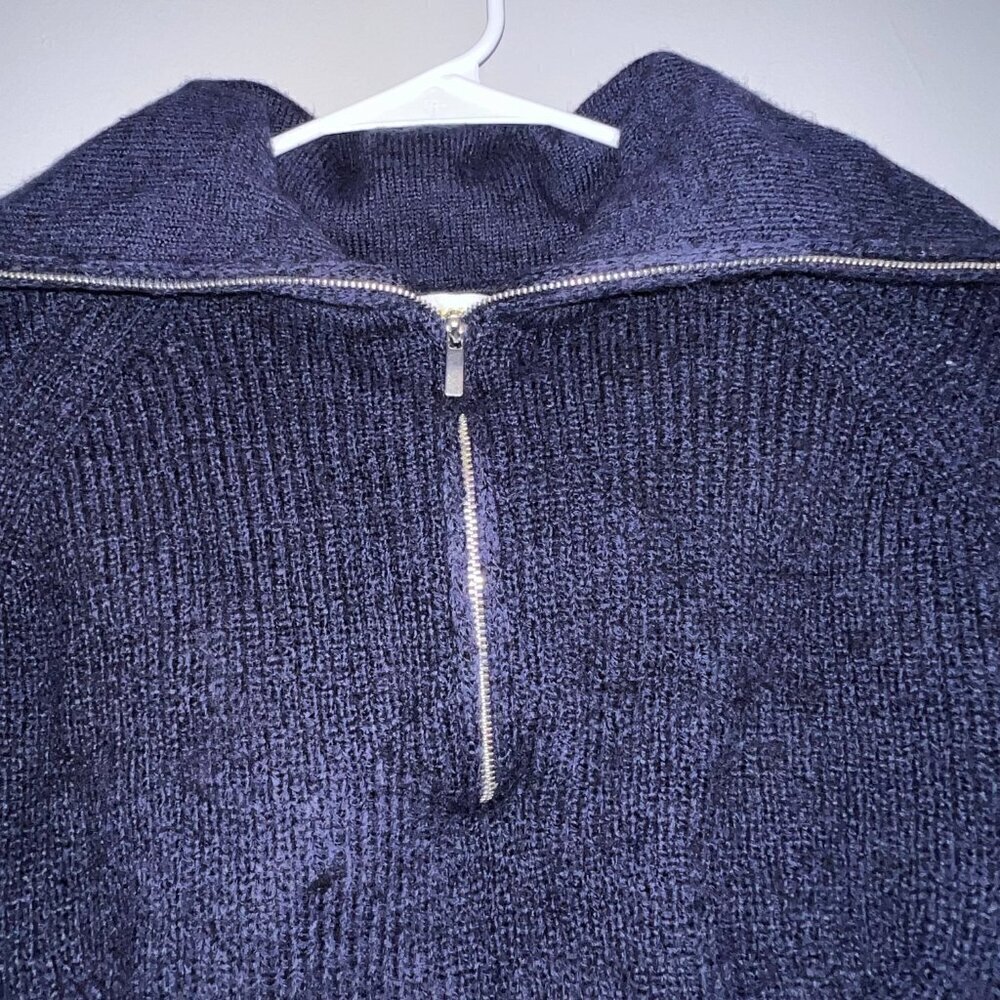 Anthropologie Women's Maeve Quarter-Zip Sweater Tee Navy Blue Size XS - Picture 4 of 7